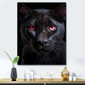 Pink And Black Panther - Panther Framed Canvas Art